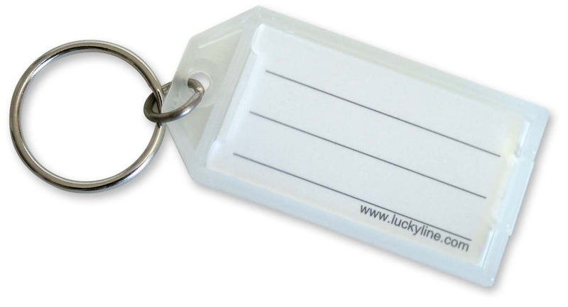 Lucky Line Key Tag with Flap and Split Ring, Clear, 100 per Display Box (6050010) - Image 1